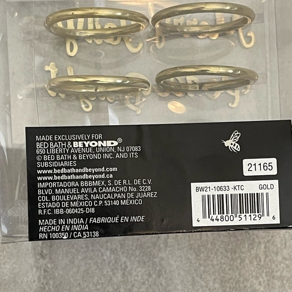 Christmas Napkin Rings Set Of 4 Gold Jolly Merry Peace Bright Bee & Willow NEW - Picture 8 of 8